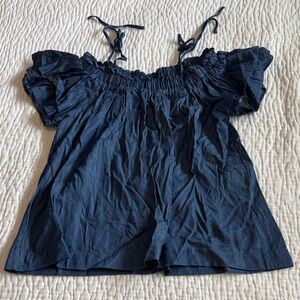 She + Sky Navy Off-Shoulder Blouse